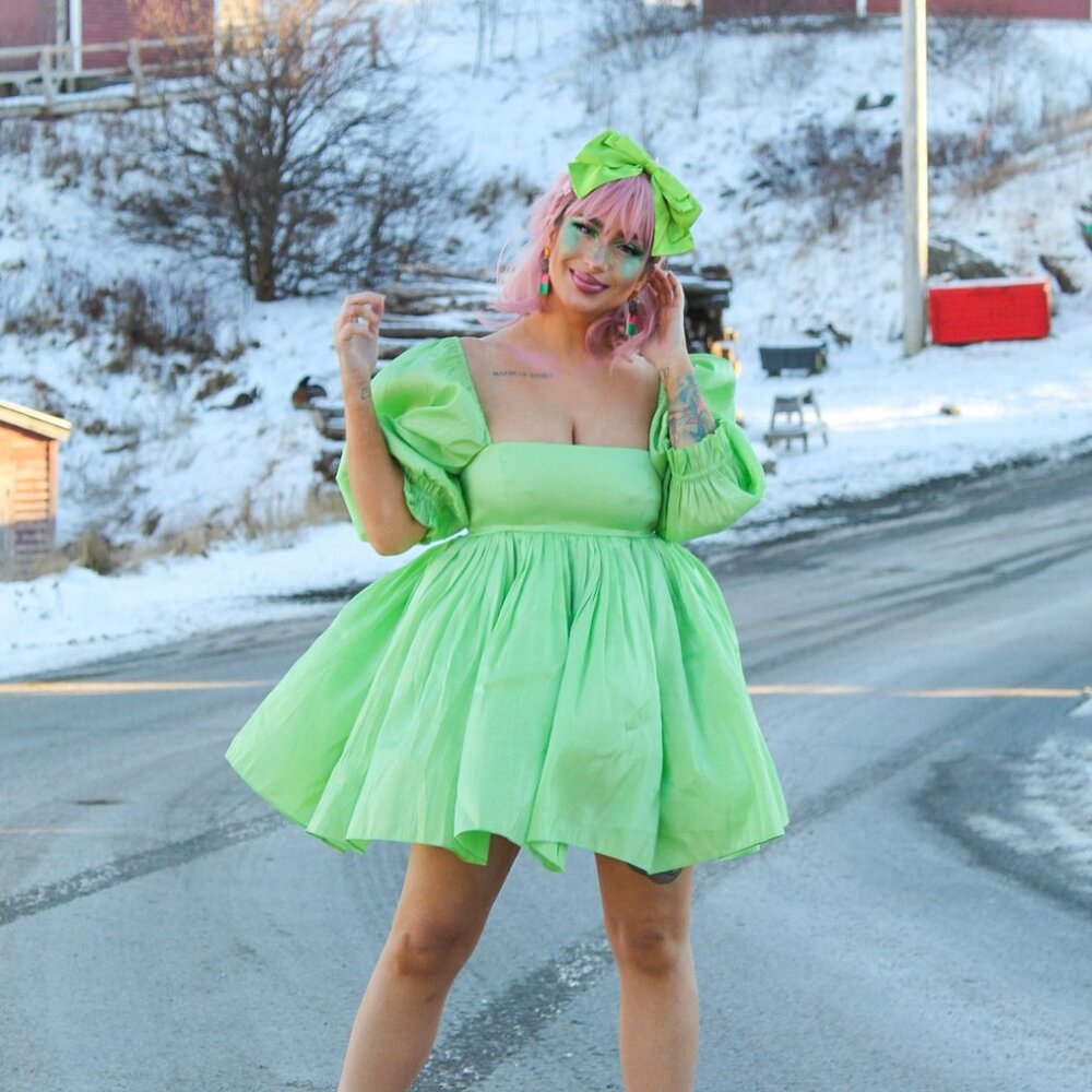 Selkie Avocado Puff Dress